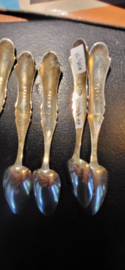 6x Biedermeier lepeltjes zilver 60 gram 10 cm L Schenkel 1884.