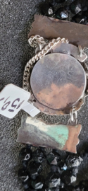 Zilver rouwarmband met gitte kralen 19,5 cm antiek.