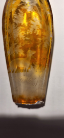 Geurflesje kristal met double dop en stopje in de stijl Lalique.