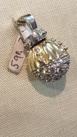 Zwaar 2 kleuren gouden roterende bol met Zirkonia 20/12 mm 5 gram