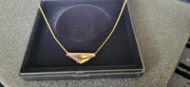 Hand gemaakte citrien hanger goud met 17 briljantjes en jasseron collier.