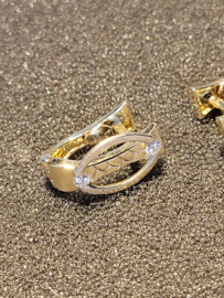 Bicoller  14 kr goude oorknoppen met zirkoon en klaphaken 3 gram 1.4 cm 0.8 cm