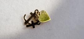 Goud geloof hoop en liefde hanger 10 mm  0,3 gram.