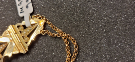 Antiek biedermeier bijbelslot provisioneel vermaakt tot armband met gouden jasseron-collier
