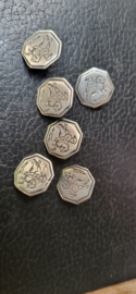 6x  antieke 18e eeuw kleine ruiter knoopjes zilver 14mm