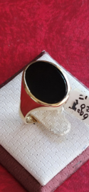 Grote zegelring 14 kr geelgoud  kopmaat 13 bij 17 mm maat 20.