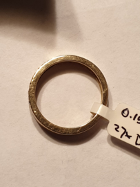 Grote 14 kr geelgouden ring bezet met 27 briljantjes 0.15 totaal 6 gram.