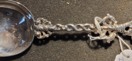 Zilver geboorte lepel met koe vermoedelijk Bolward 2e gehalte  49 gram.