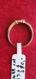 Roze gouden ring met briljant en saffier maat 17 0.08 crt .