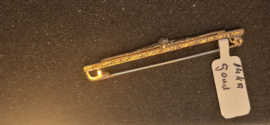 Antieke staaf broche goud met zirkoon nette staat 2,2 gram 6 cm .