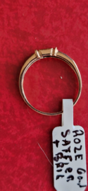Roze gouden ring met briljant en saffier maat 17 0.08 crt .