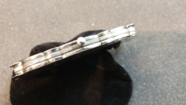 Zilver beursje Biedemeier 1875 10 cm met zwarte tas