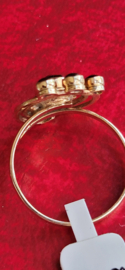 Gouden damesring met granaat appart model hand gemaakt  maat 18.