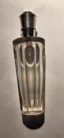 Kristal Geurfles met zilver beslag 9,5 cm hoog  nette staat. glas nieuwstaat.