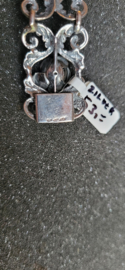 zilveren schakel armband met roosjes  2 cm breed 18 cm lang