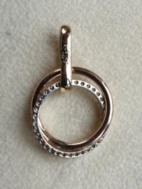 Drie kleuren  14 kr gouden hanger met zirkonia