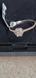 Leuke rozet briljant ring wit goud met 7x 0.02 crt maat 17,5.