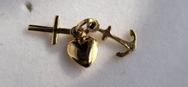 Goud geloof hoop en liefde hanger 15 mm  1,1 gram.