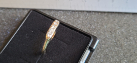 Wit gouden dames rijring redelijke staat 5x briljant 0.08 crt  maat 16.5 .