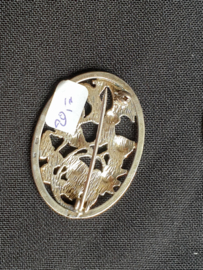 Klein zilver broche open gezaagd model bloemen. 4 cm