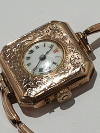 Antiek gouden dames horloge met rekbare gouden band 12 gram bruto