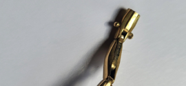 Antiek gouden dameshorloge met verende rekband en kast diameter 2,5 cm