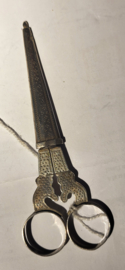 Antieke biedemeier schaar in schede Cornelis vd Berg 1876 Amsterdam.