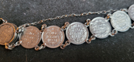 Zilver dubbeltjes armband 1,5 cm 16 cm lang.