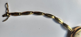 Antiek gouden dameshorloge met verende rekband en kast diameter 2,5 cm