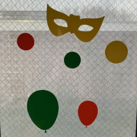 DIY Ballon + masker rood/geel/groen raamsticker