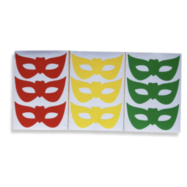 DIY Maskers rood/geel/groen raamsticker