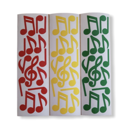 DIY Muzieknoten rood/geel/groen raamsticker