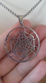 Metatron kubus hanger + ketting RVS