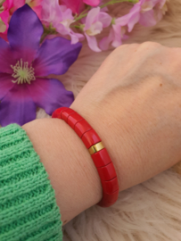 Emaille armband Rood / goud 18-18,5cm (nr 31)
