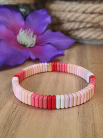 Emaille armband rood/roze (nr 8)