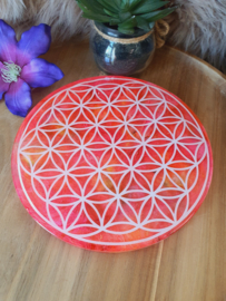 Edelstenen grid raster / kristalraster met de Levensbloem / Orgonite oplaadschijf  Flower of life.