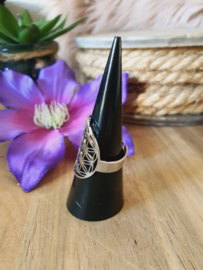 Ring Flower of Life / Levensbloem RVS Zilver verstelbaar