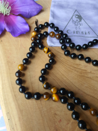 Edelstenen Mala Onyx met Tijgeroog