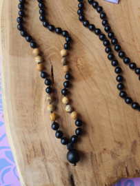 Edelstenen Mala Onyx met Landschap Jaspis (matte kralen)