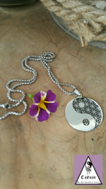 Yin Yang / Levensbloem hanger + ketting RVS