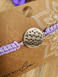 Levensbloem RVS Macramé armbandje (kleur naar keuze)