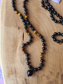 Edelstenen Mala Onyx met Tijgeroog