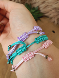 Levensbloem RVS Macramé armbandje (kleur naar keuze)