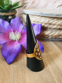 Ring Flower of Life / Levensbloem RVS Gold  verstelbaar (Model 1)