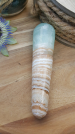 Caribbean Blue Calcite / Aragoniet Massage staaf (nr 2)