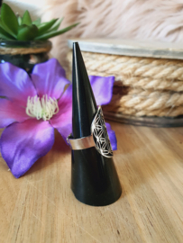 Ring Flower of Life / Levensbloem RVS Zilver verstelbaar