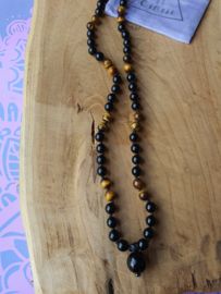 Edelstenen Mala Onyx met Tijgeroog