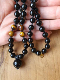 Edelstenen Mala Onyx met Tijgeroog