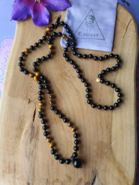 Edelstenen Mala Onyx met Tijgeroog