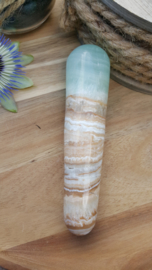 Caribbean Blue Calcite / Aragoniet Massage staaf (nr 2)